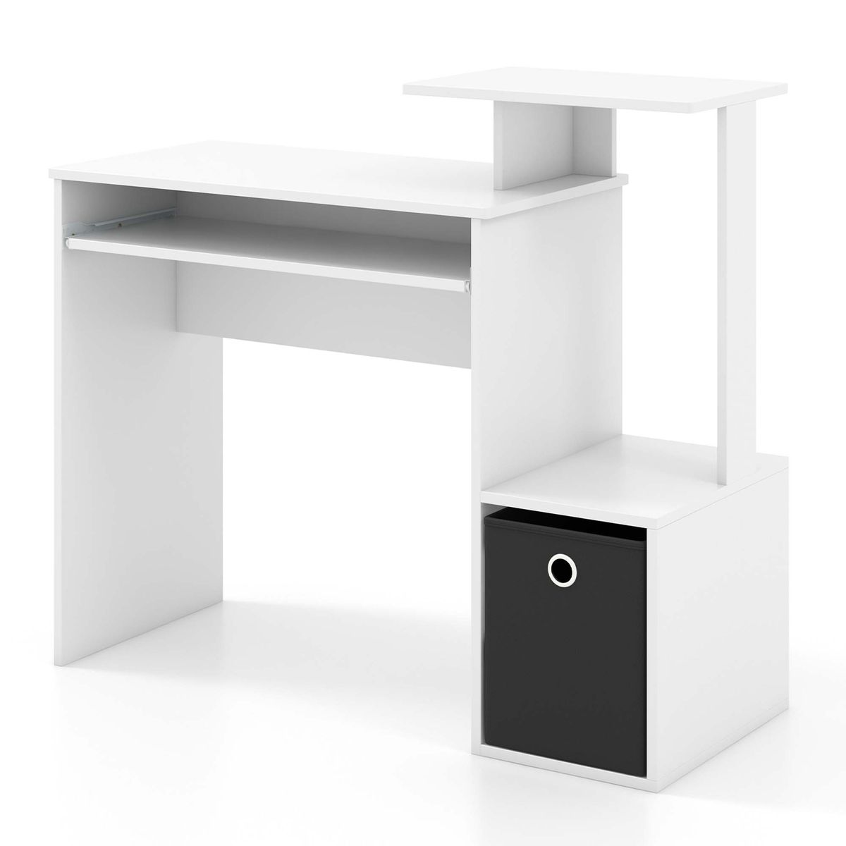 Home Office Computer Desk with Open Storage Shelf - White