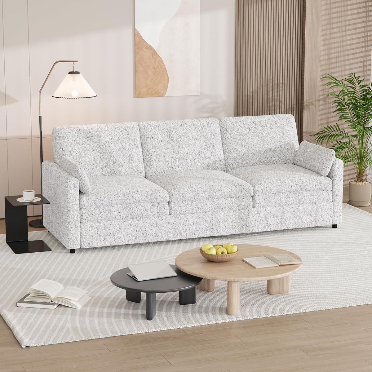 3-Seater Sofa Bed with Ultra- Soft Fabric Upholstery - 13218XGR-UG01
