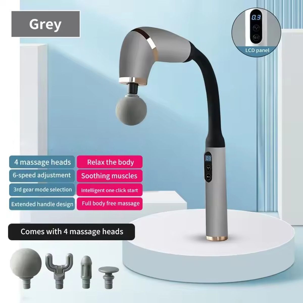 Photos - Massager FlowGun FlowGun Deep Tissue Massage Gun - Grey 3PX-GUNMASSAGE-GRY