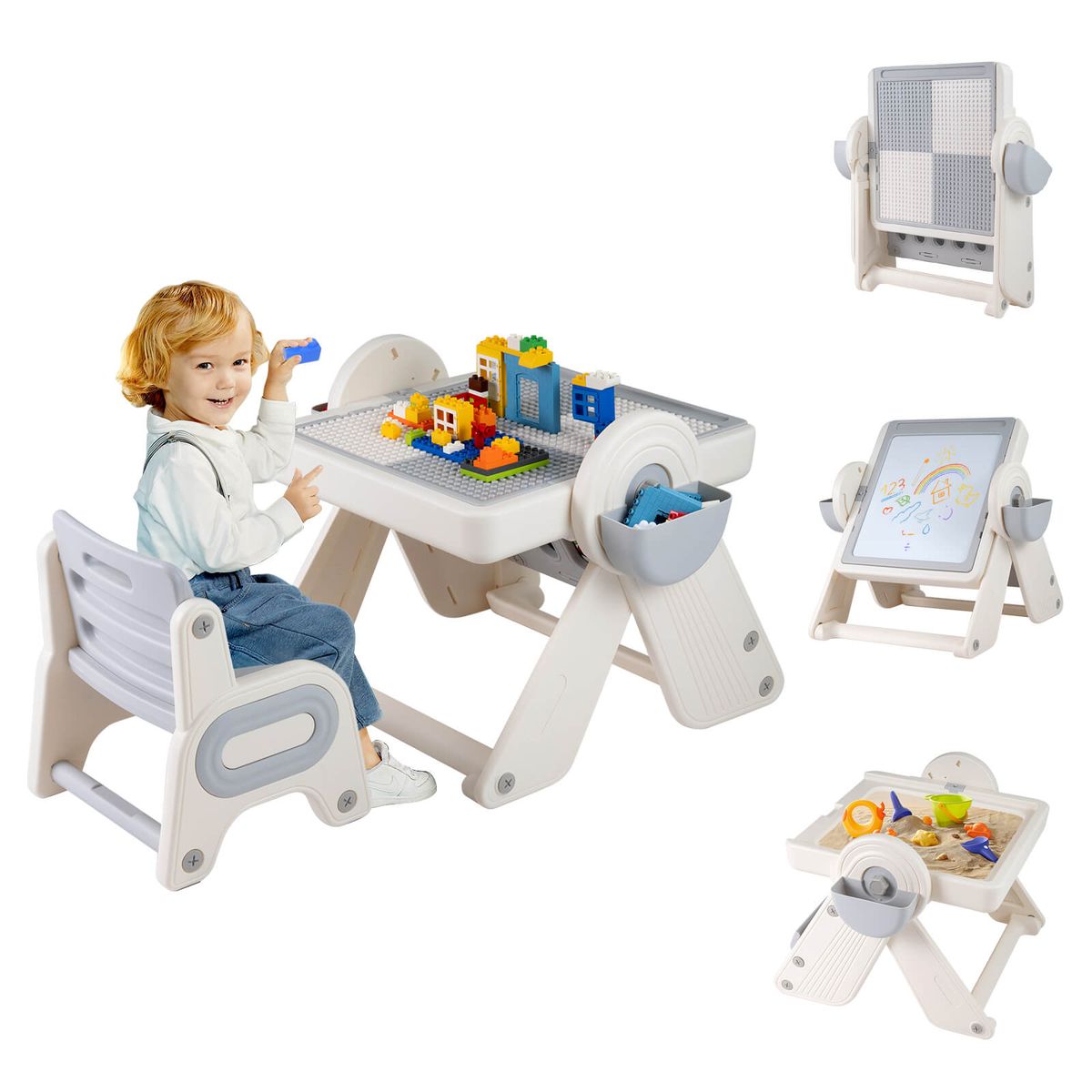 6-in-1 Multi-Activity Table & Chair Set - Gray