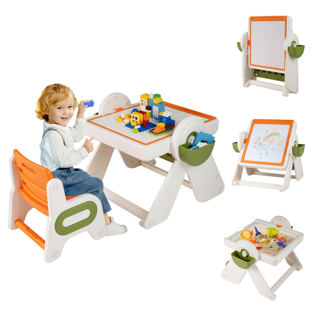 6-in-1 Multi-Activity Table & Chair Set - Orange