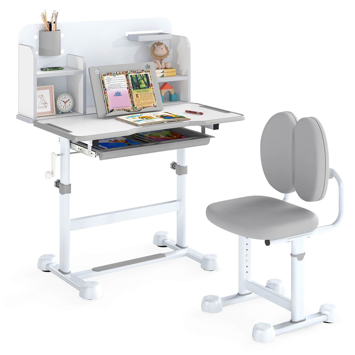 Kids' Desk and Chair Set - Gray