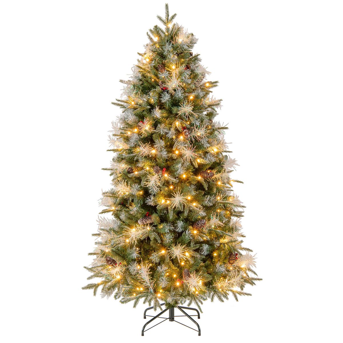 Photos - Other Decoration Costway Artificial Christmas Tree with Warm White LED Lights  - 6 FT HCST10236 (5, 6, or 7 FT)