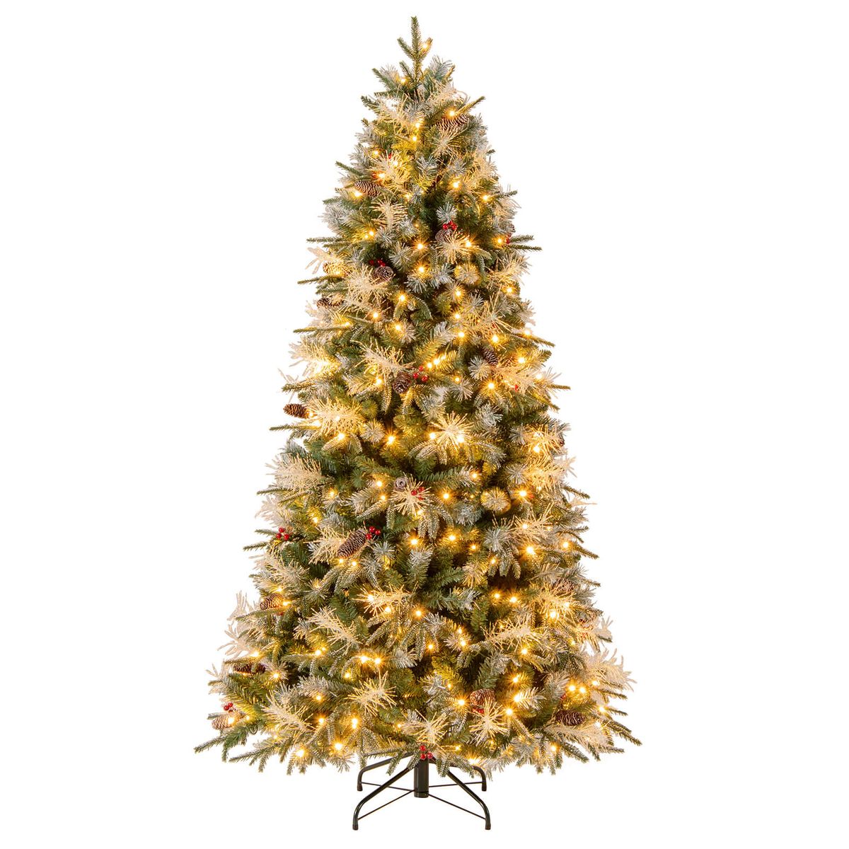 Photos - Other Decoration Costway Artificial Christmas Tree with Warm White LED Lights  - 7 FT HCST10237 (5, 6, or 7 FT)