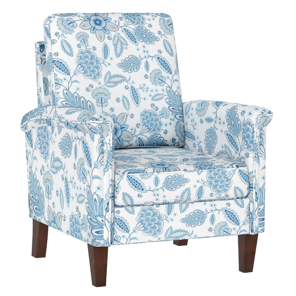 Accent Chair with Solid Wood Legs - Blue-1