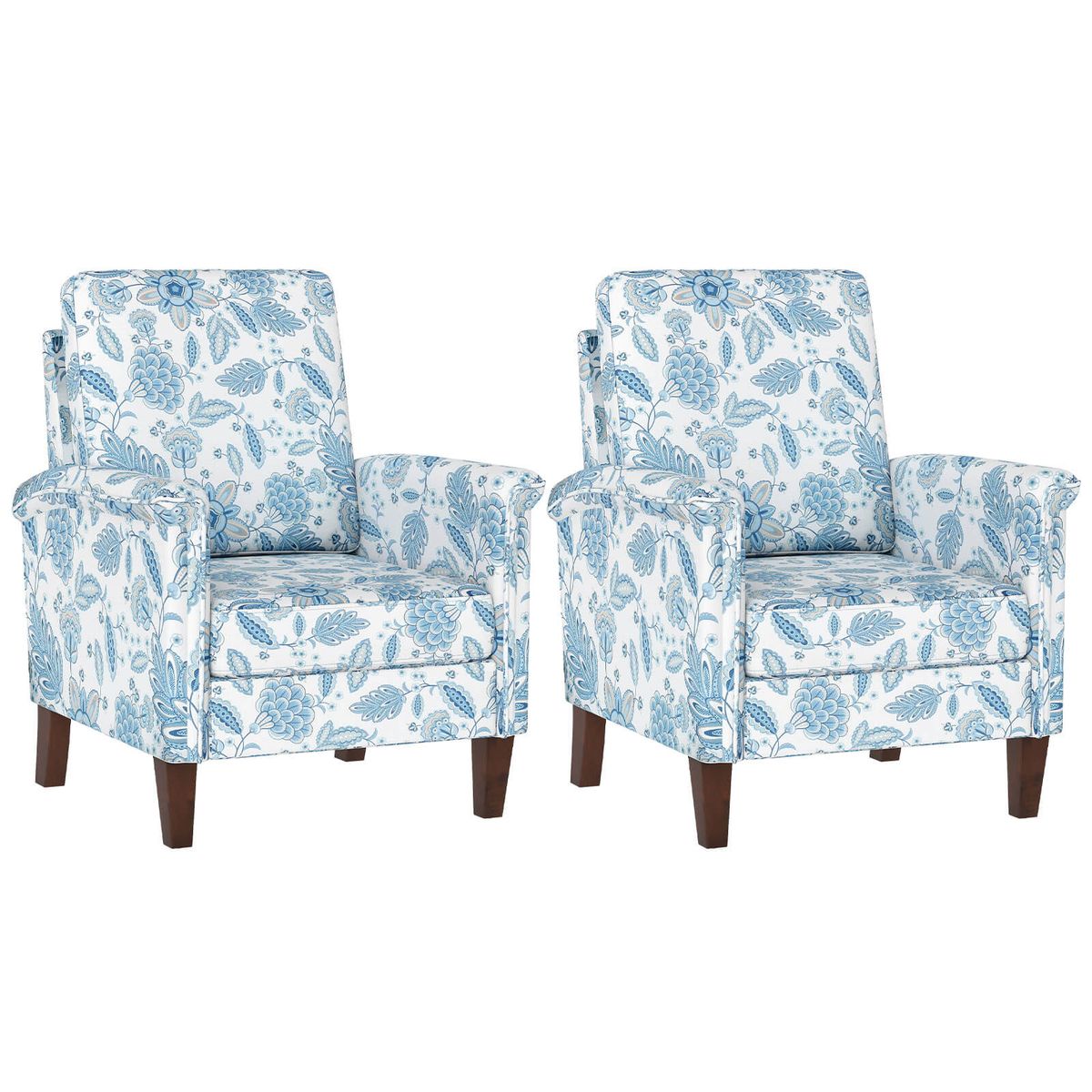 Accent Chair with Solid Wood Legs - Blue-2