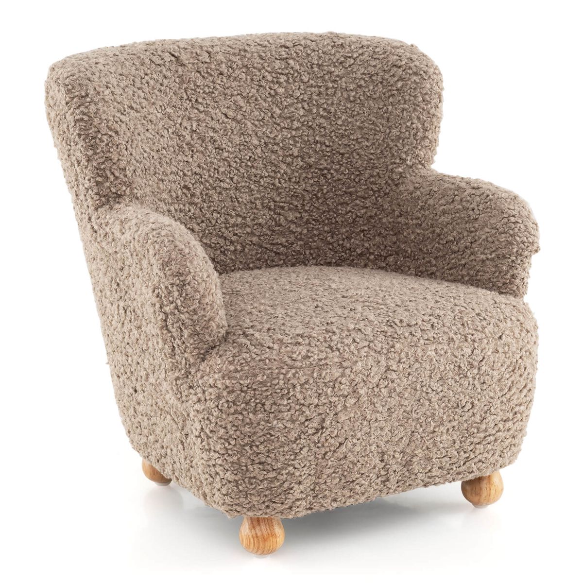Kids Chair with Sherpa Upholstery - Brown