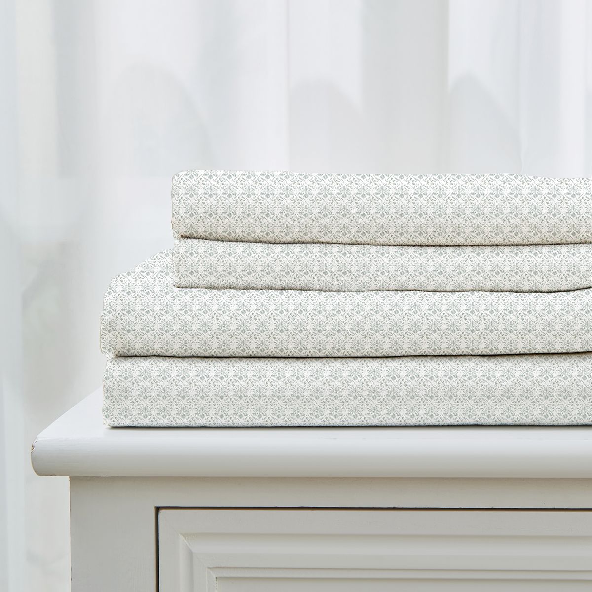 Patina Vie Maison Killian & Leiea Pre Washed Microfiber Sheet Set - Killian & Leiea Full-Foliage Day - Green