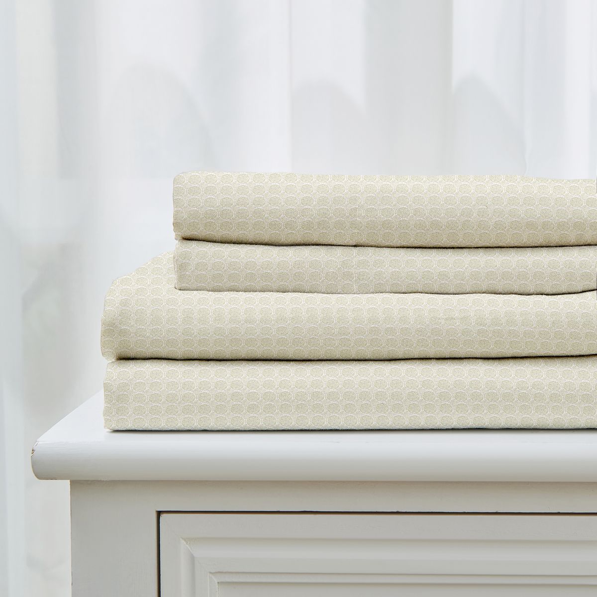 Patina Vie Maison Killian & Leiea Pre Washed Microfiber Sheet Set - Killian & Leiea King-Grove Tiles - Green
