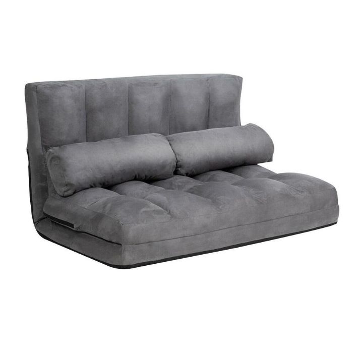 Foldable 6-Position Adjustable Floor Sofa Bed - Grey-image-SKU528371