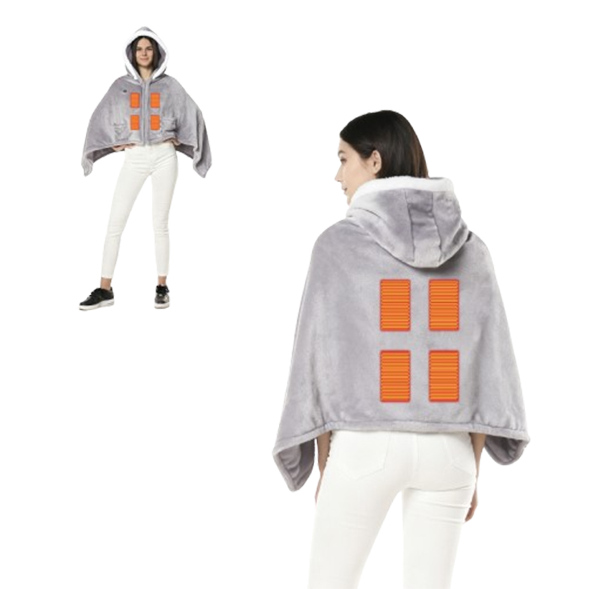 Wearable Double-Sided Heated Throw Blanket (Requires Power Bank) - Wearable Heated Throw Blanket GREY