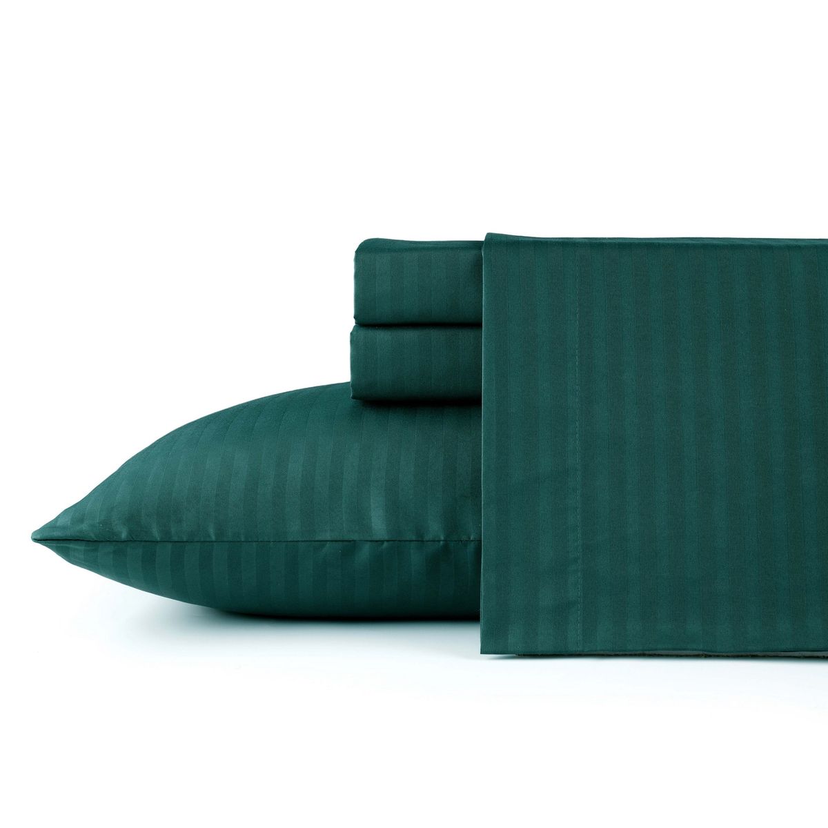 Bibb Home 1500 Count Damask Stripe Sheet Set - Twin / Emerald Green