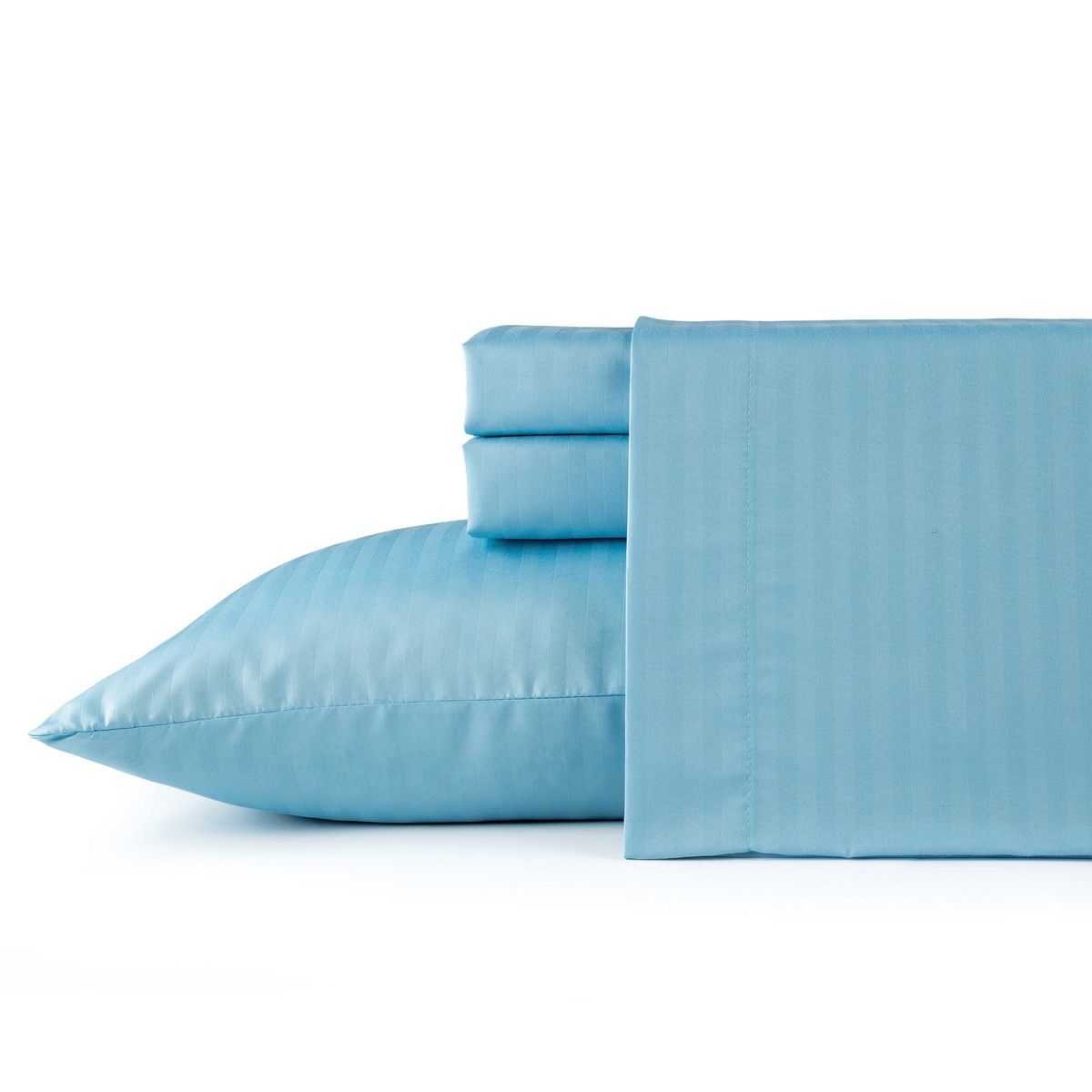 Bibb Home 1500 Count Damask Stripe Sheet Set - Full / Aqua