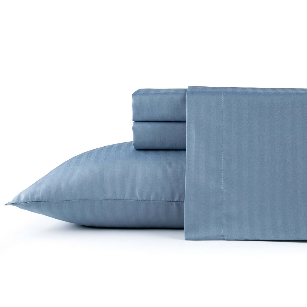 Bibb Home 1500 Count Damask Stripe Sheet Set - Full / Denim Blue