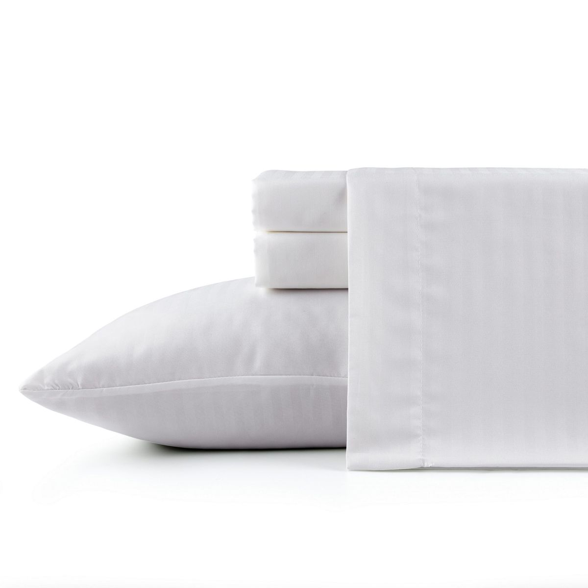 Bibb Home 1500 Count Damask Stripe Sheet Set - Queen / White