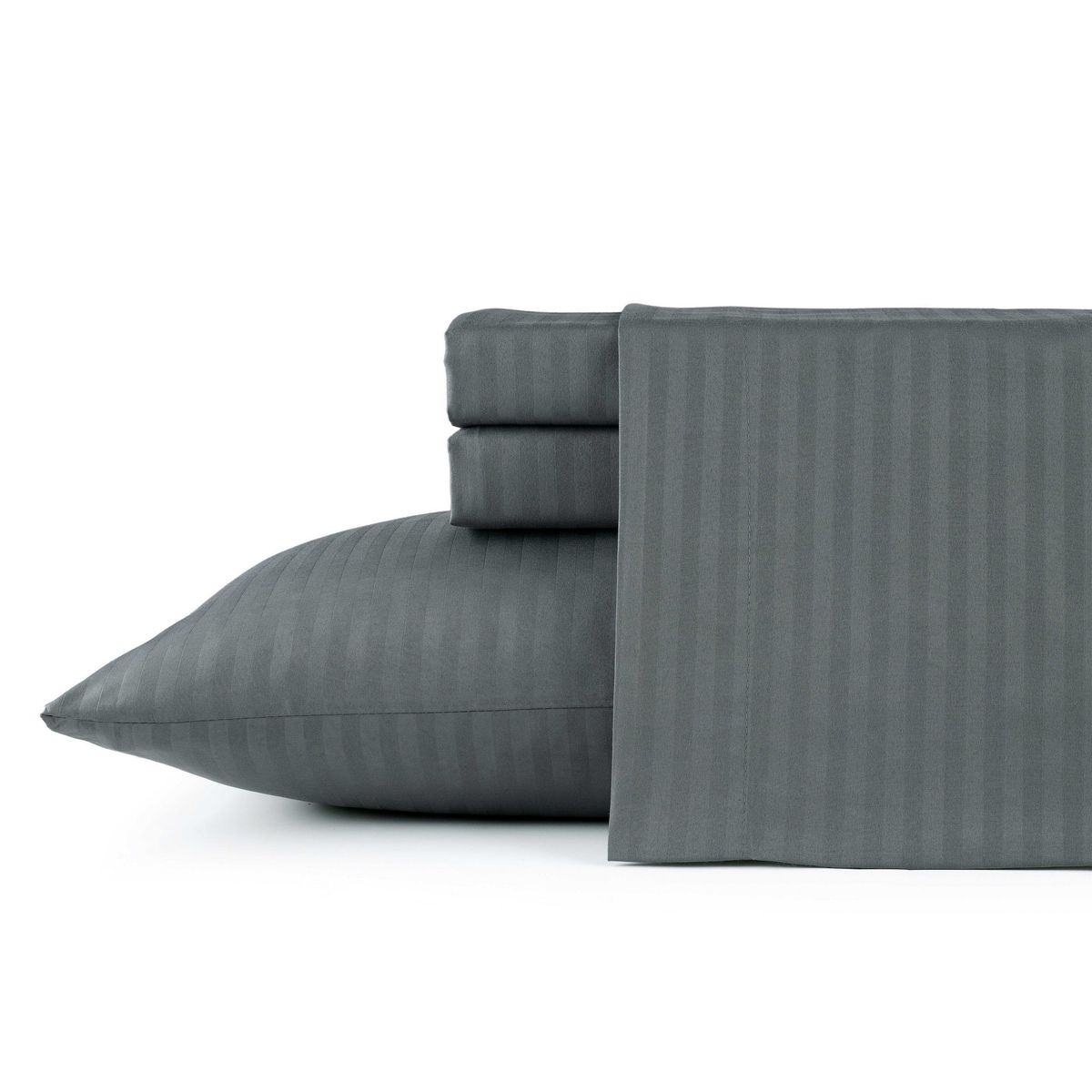 Bibb Home 1500 Count Damask Stripe Sheet Set - Queen / Charcoal