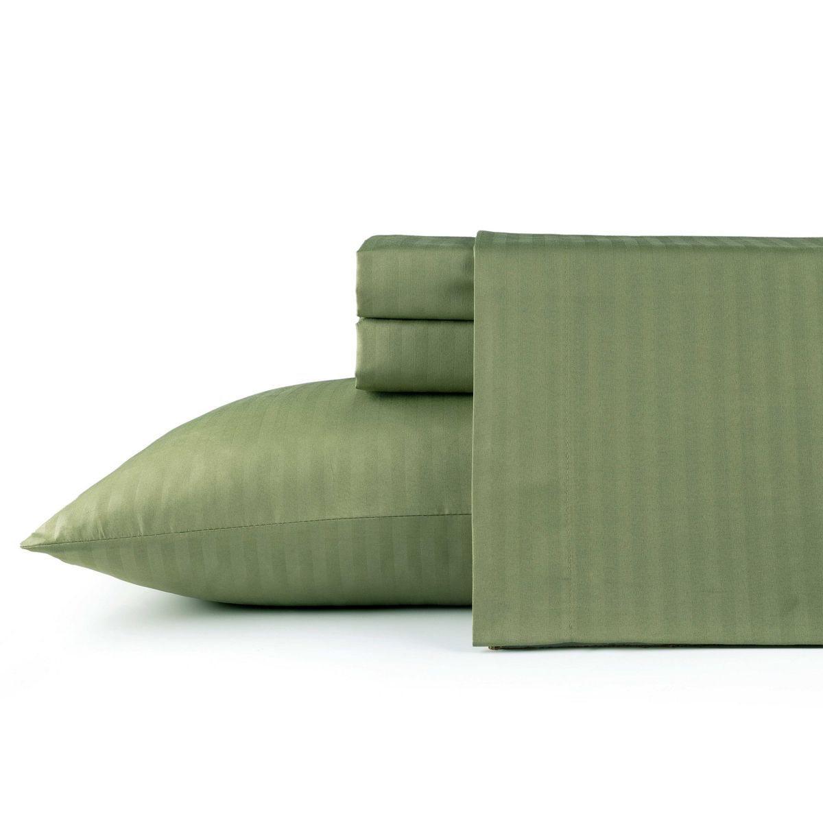 Bibb Home 1500 Count Damask Stripe Sheet Set - Queen / Sage