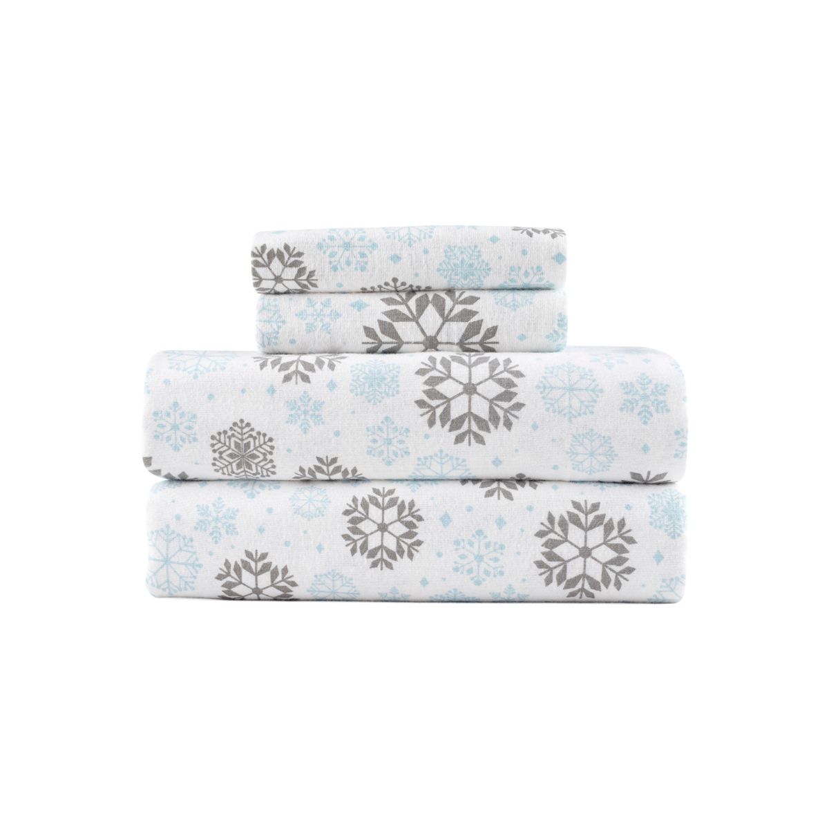 Kathy Ireland 100% Turkish Cotton Flannel Sheet Set - 4 Piece Flannel Sheet Set- Twin , Gray Blue Frost