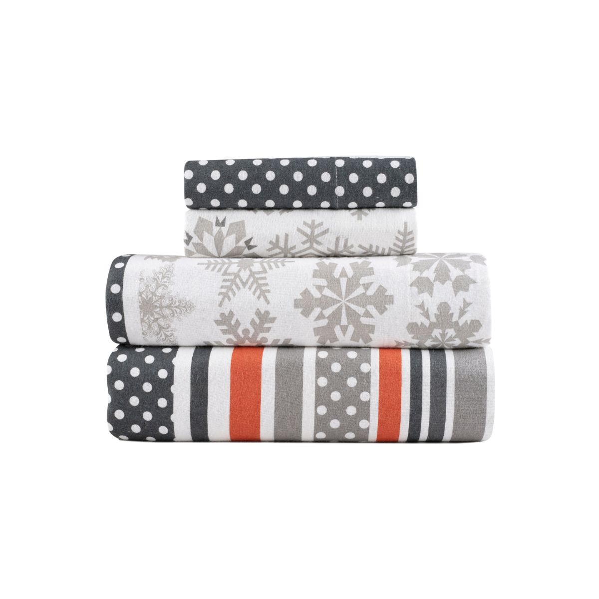 Kathy Ireland 100% Turkish Cotton Flannel Sheet Set - 4 Piece Flannel Sheet Set- Twin , Holiday Flurries
