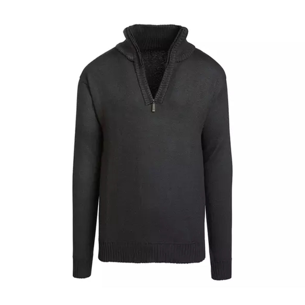 Alta Men's Casual Long Sleeve Half-Zip Mock Neck Sweater Jacket - Black - Small