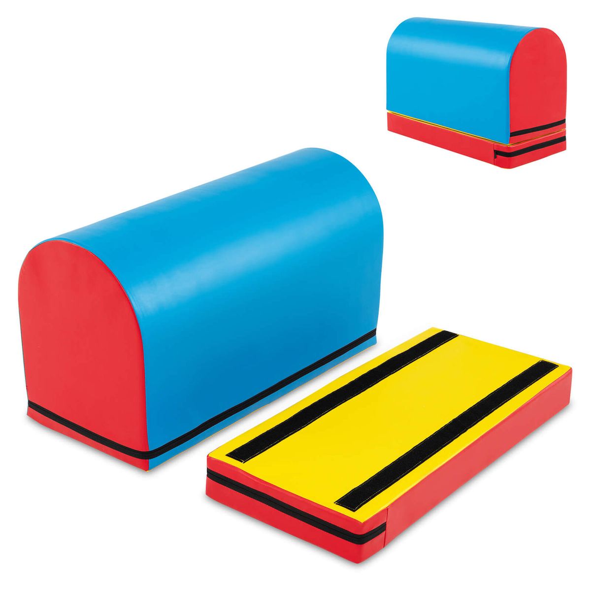 Mailbox Tumbling Mat Gymnastics Vaulting Box with Detachable Mat & Carrying Handle - Red