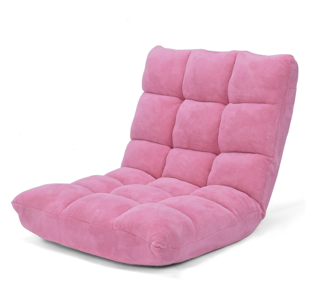 Photos - Chair Costway Adjustable 14-Position Microsuede Floor - Floor Pink HW57991PI-UNTILGONE