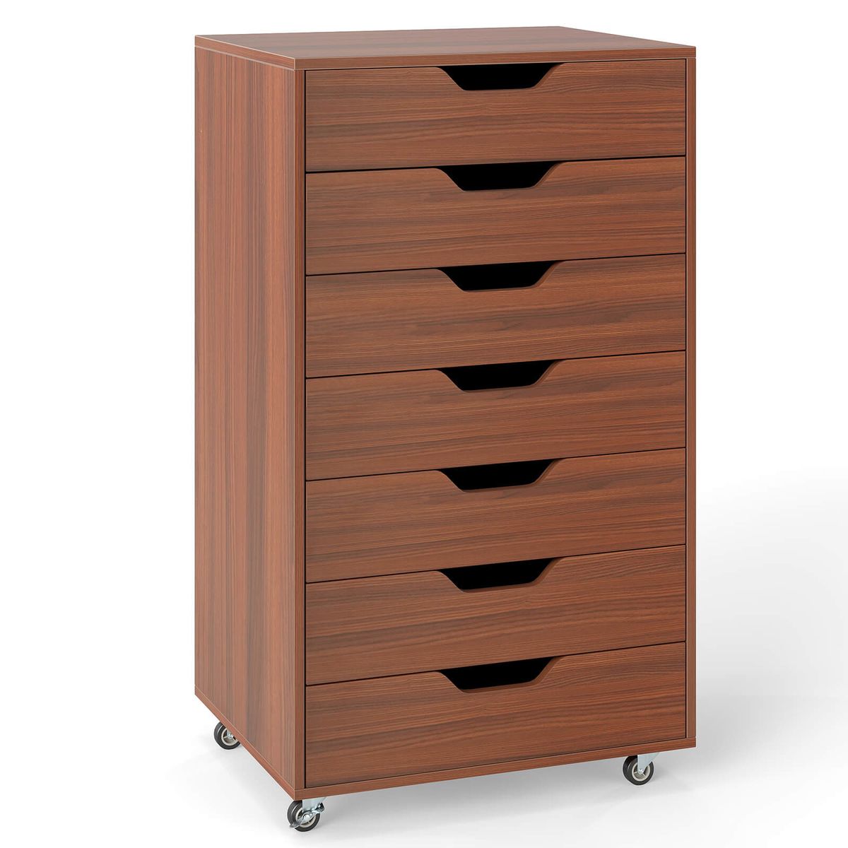7-Drawer Rolling File Cabinet with Drawers - Brown