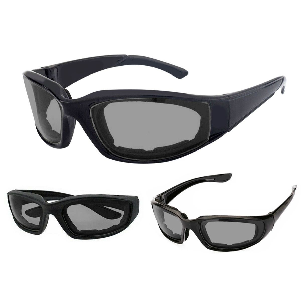 Motorcycle Sports Biker Riding Glasses (3-Pack) - Grey