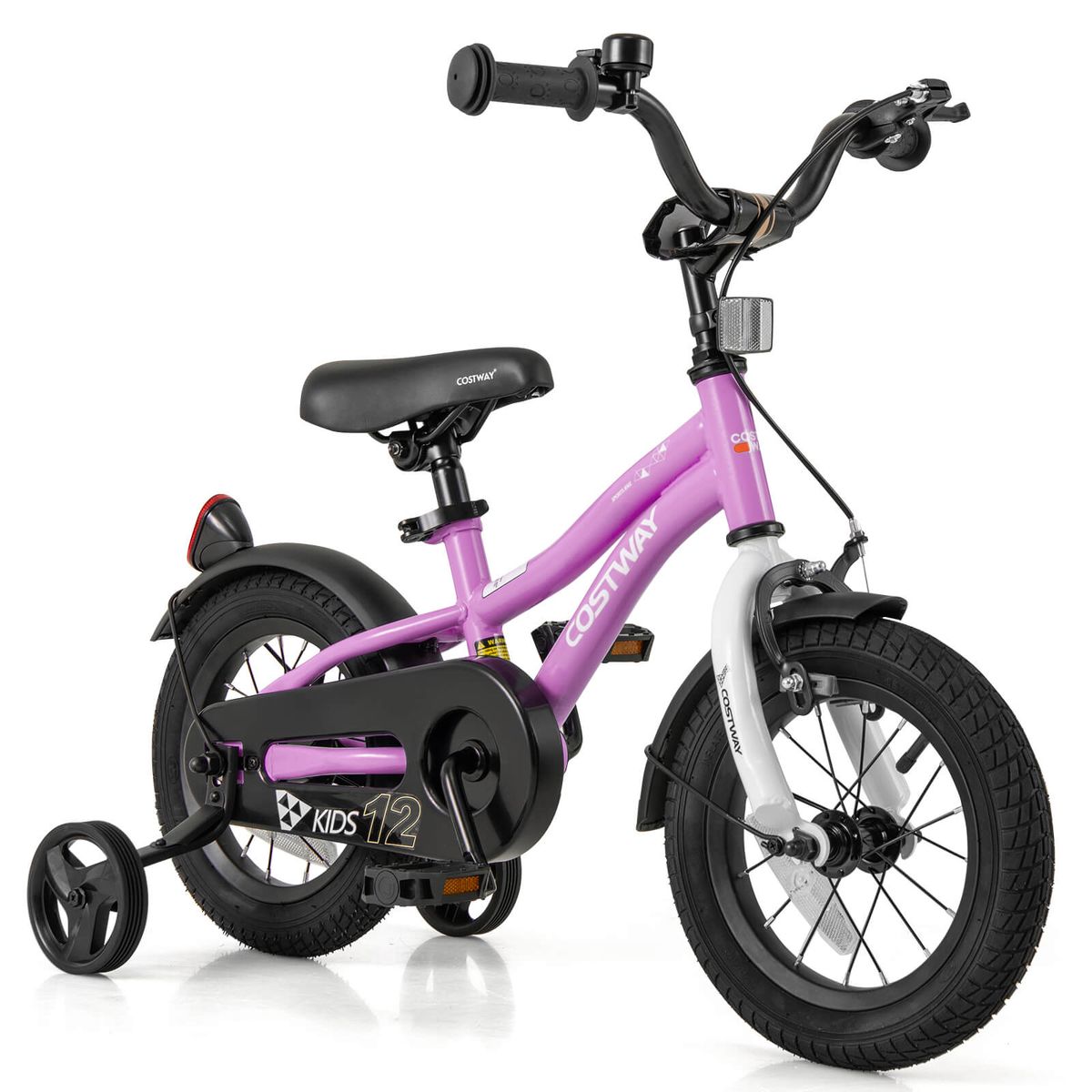 Kids Bike with Adjustable Handlebar and Removable Training Wheels  14Kids BikePurple
