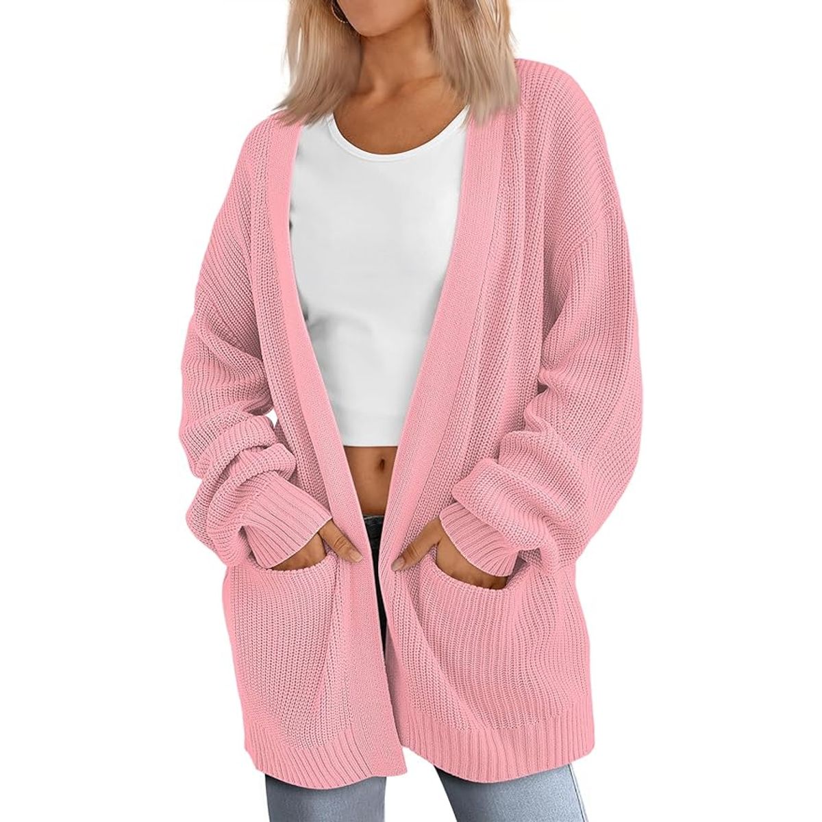 Women's Oversized Cardigan - Pink,L