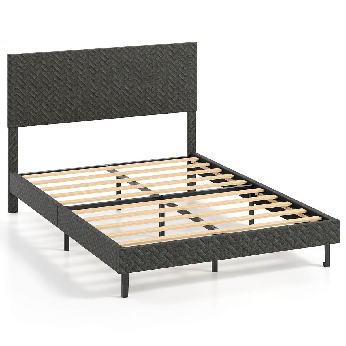 Photos - Bed Frame Costway Height Adjustable Twin/Full/Queen Size - Gray-Queen HCST11198