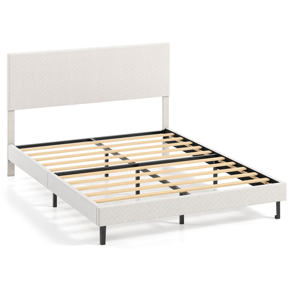 Photos - Bed Frame Costway Height Adjustable Twin/Full/Queen Size  - Beige-Queen HCST11317 