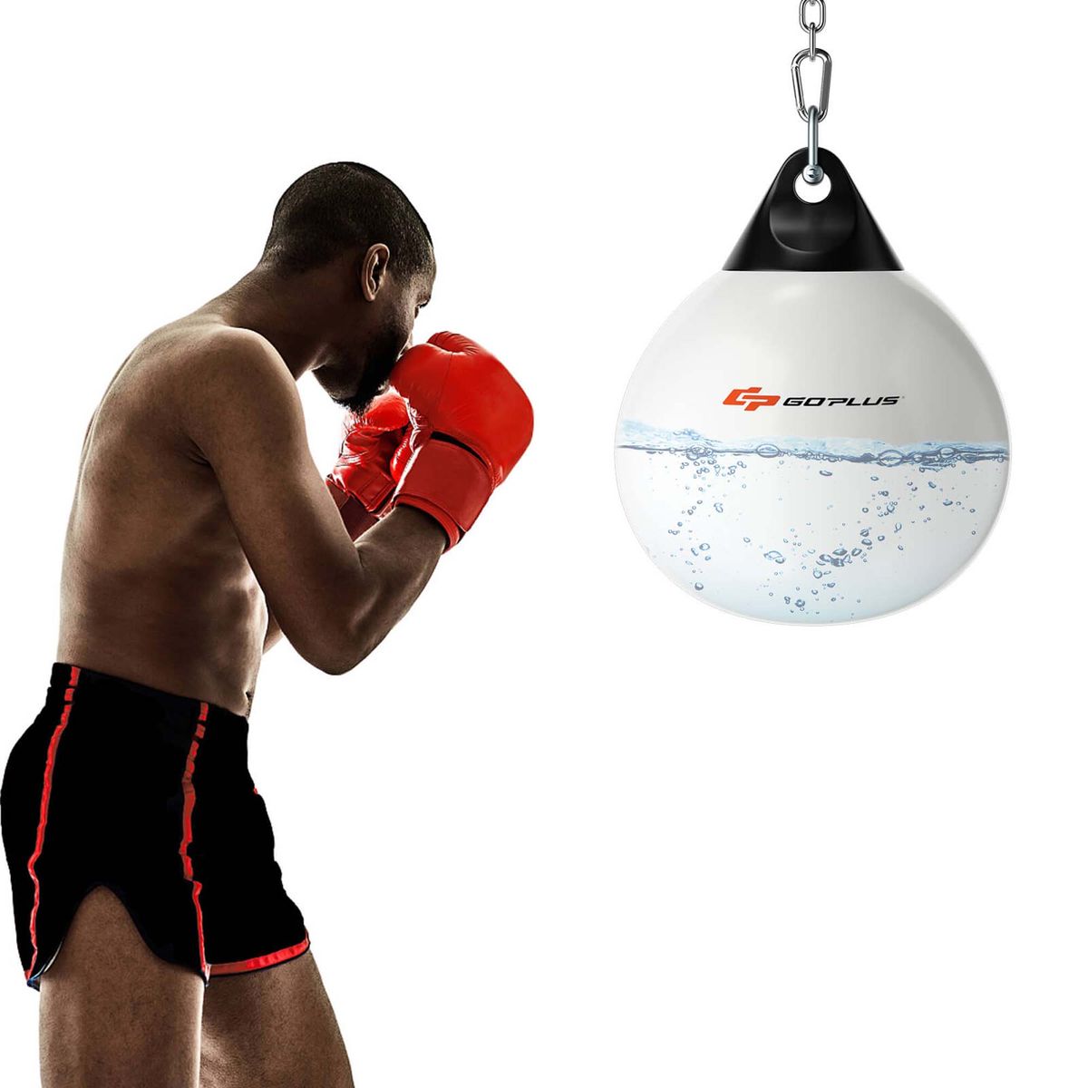 Costway Water Punching Bag 21" 180 Pound Heavy Punching Bag with Adjustable Metal Chain - White
