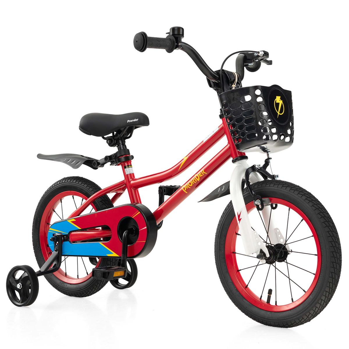 Photos - Bike Costway Kid's  with Removable Training Wheels and Basket - Old Red-16'' TS10085RE-16 