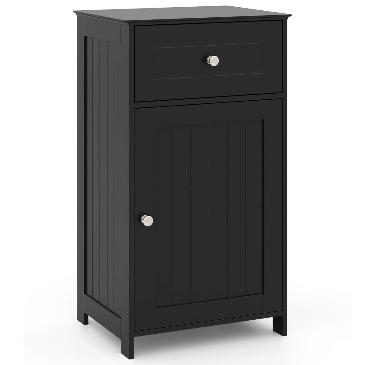 Floor Storage Cabinet with Drawer and Shelf - Drawer Shelf-Black