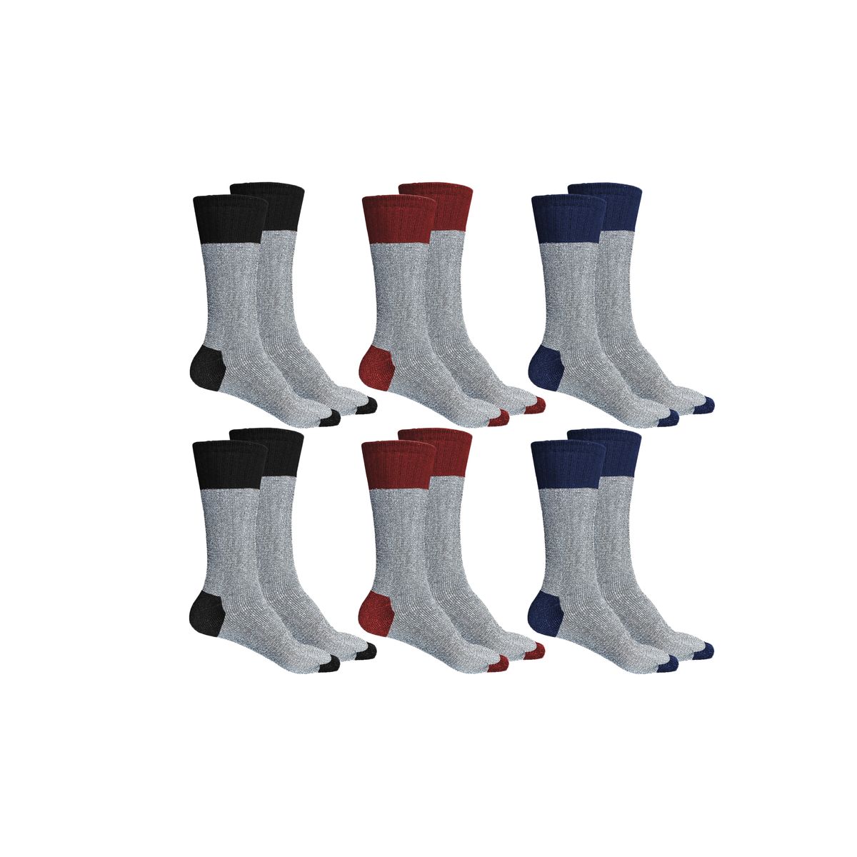 Thermal Insulated Heat Retaining Socks (3 or 6-Pack) - (6Pack Thermal Socks) - TS-700 - BRN