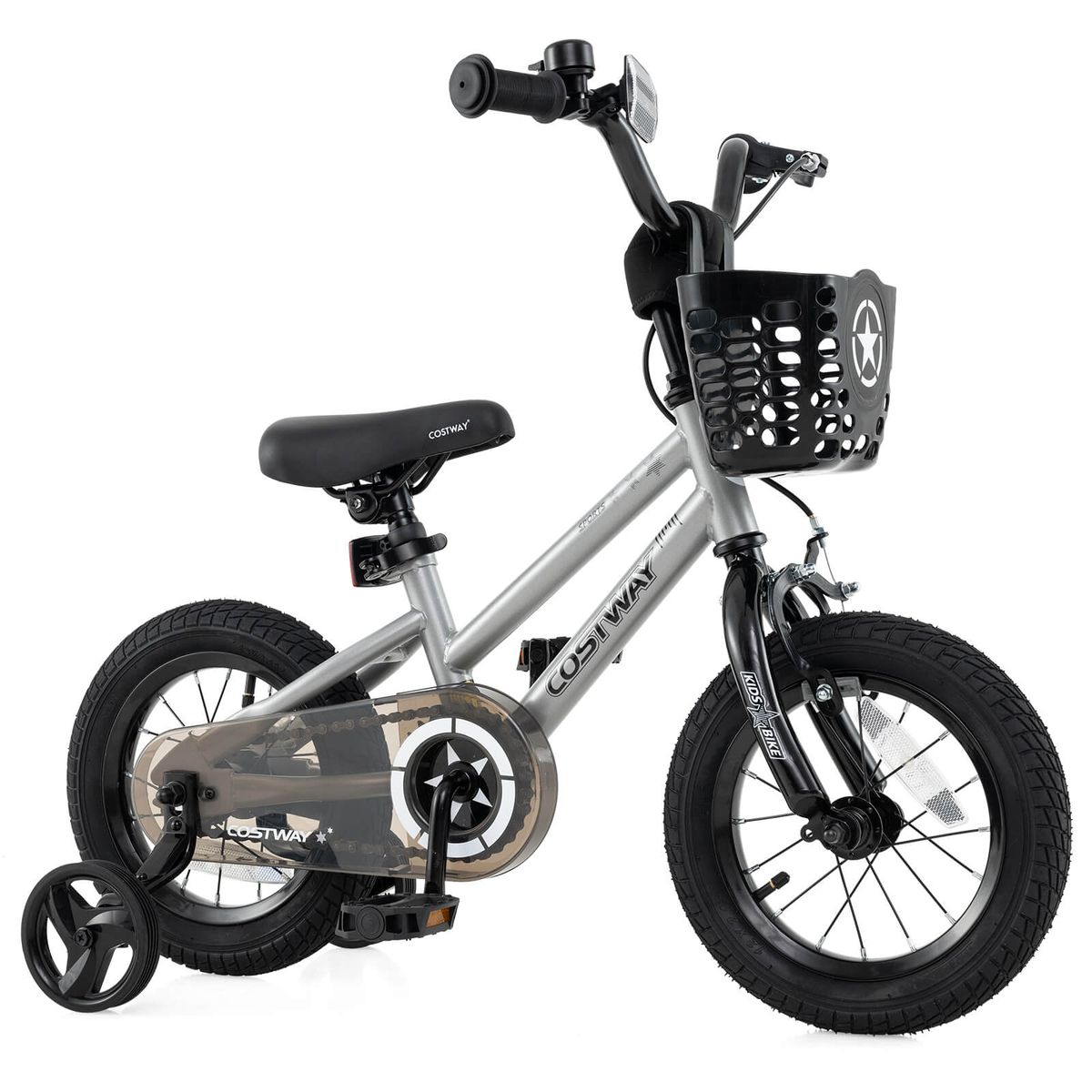 Kids Bike  with Adjustable Handlebars  12 Kids Bike Silver