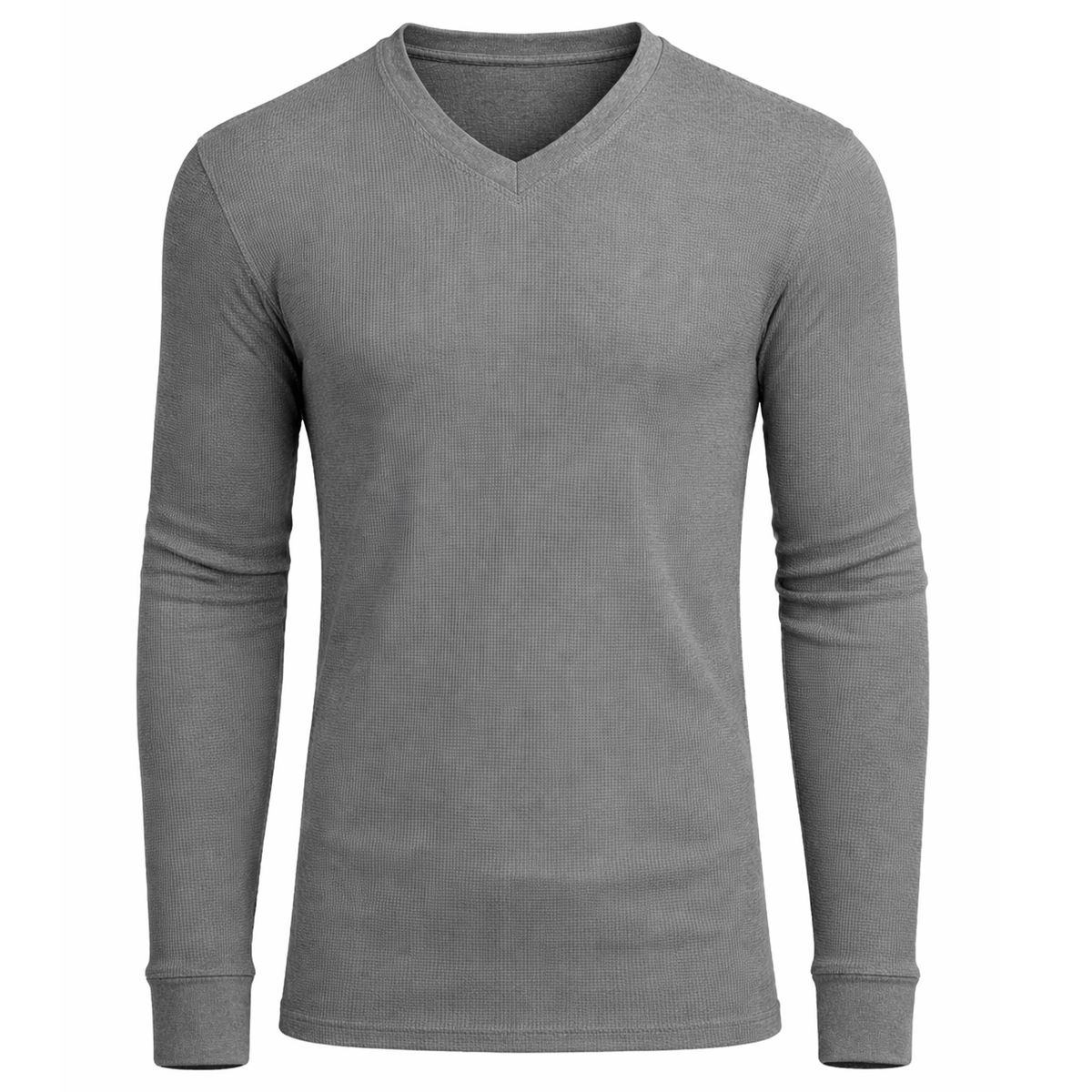 Men&rsquo;s Long Sleeve Waffle Knit V-Neck Thermal Shirt - MVTH-6875-CH - M