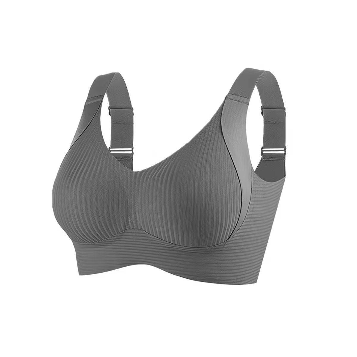 Womens Everyday Wireless Ribbed Sports Bra  Grey2XL