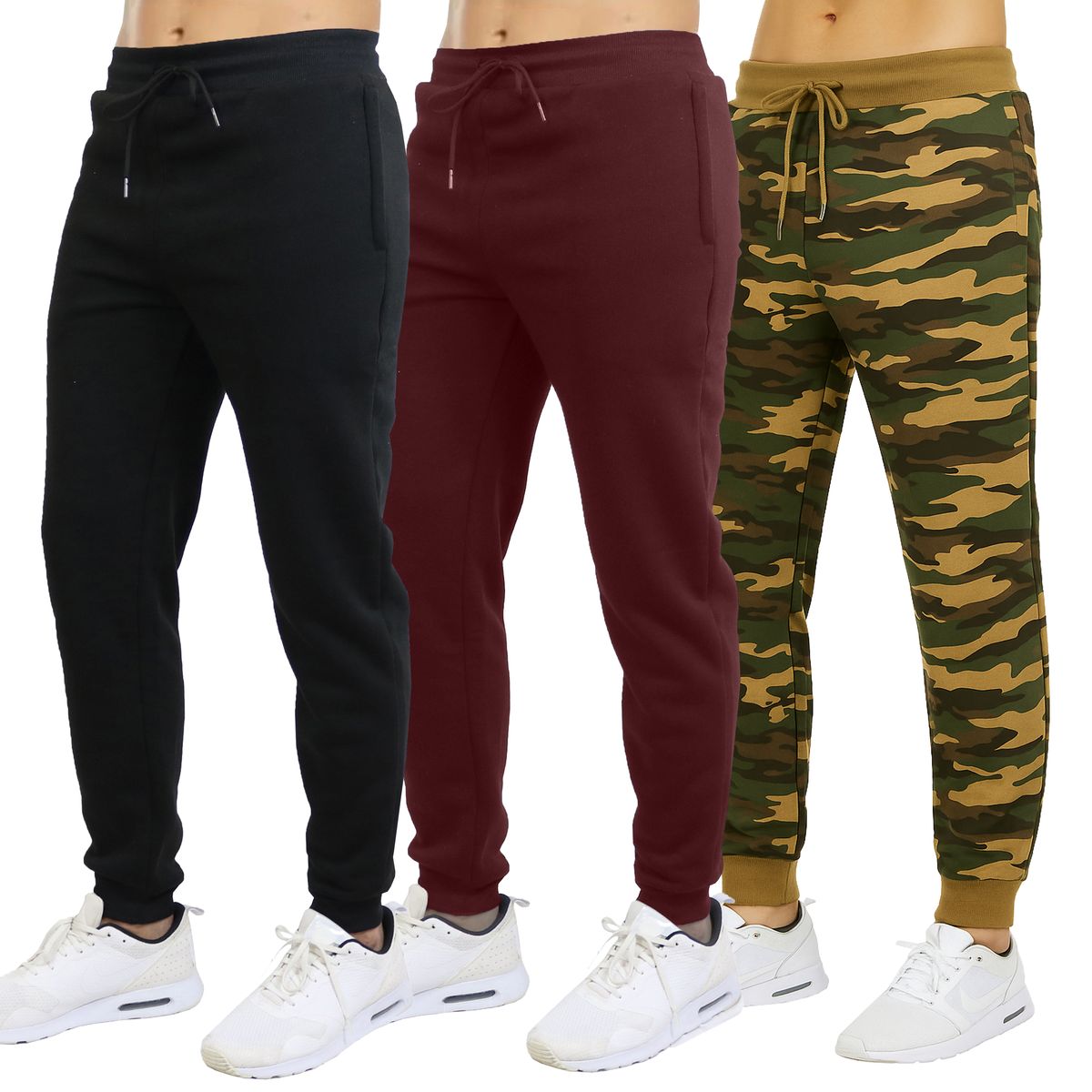 Men's Slim Fit Fleece Jogger Sweatpants (3-Pack) - JWM/MFP-600BBW/M