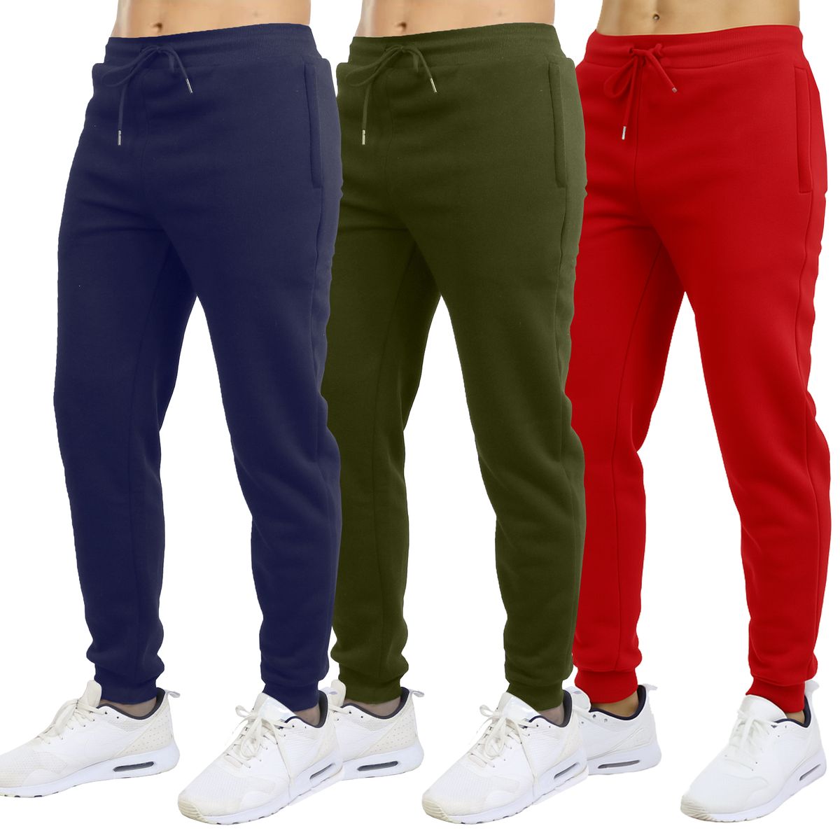 Men's Slim Fit Fleece Jogger Sweatpants (3-Pack) - JWM/MFP-600NOR/2XL