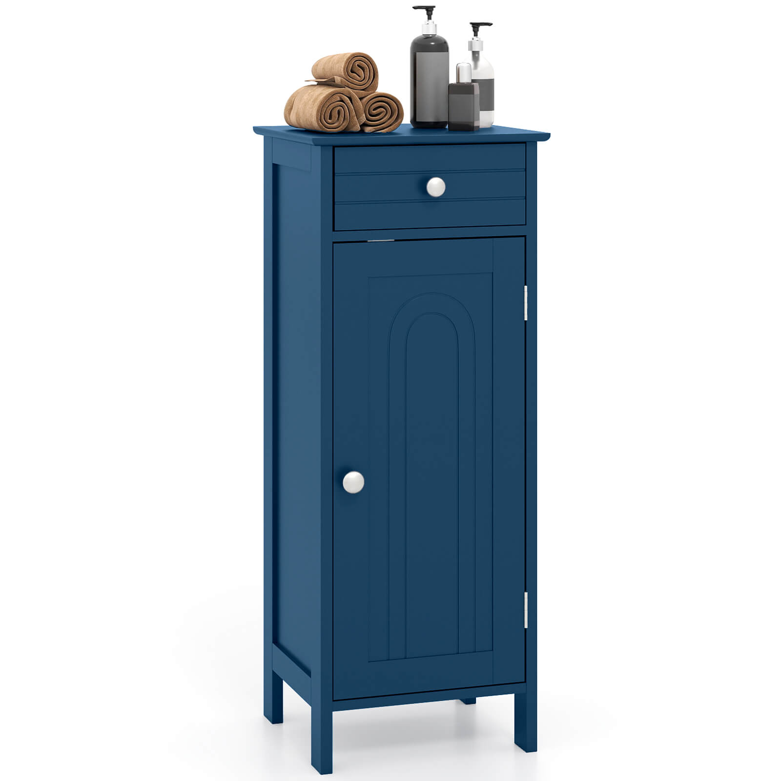 Free-Standing Bathroom Floor Cabinet with Drawer - Gray Blue