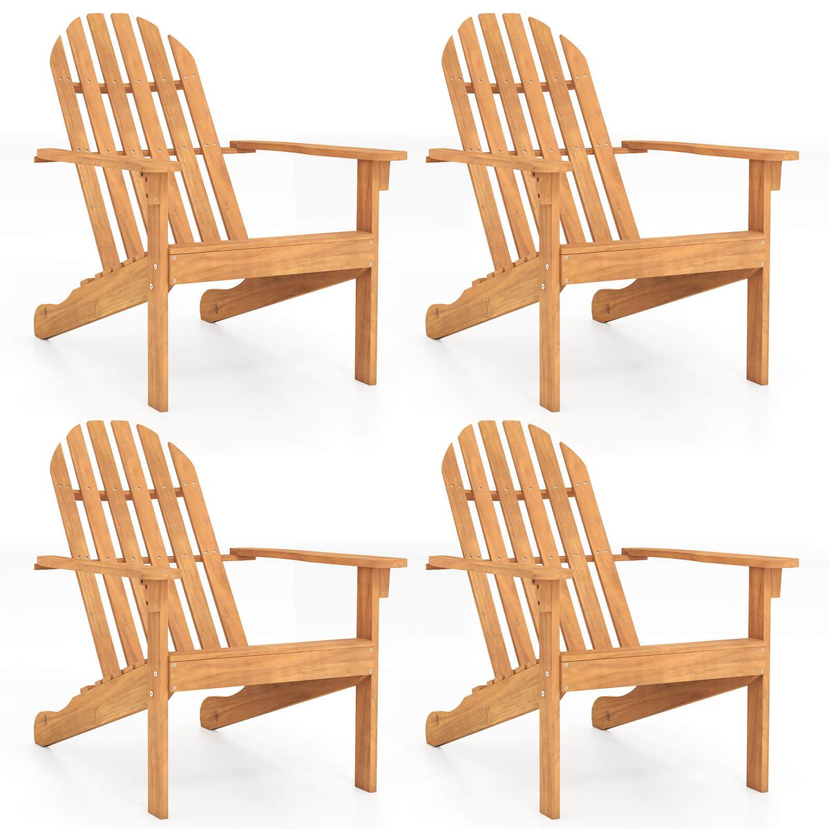 Patio Adirondack Chair with 103&deg; Reclined Backrest - 4 PCS