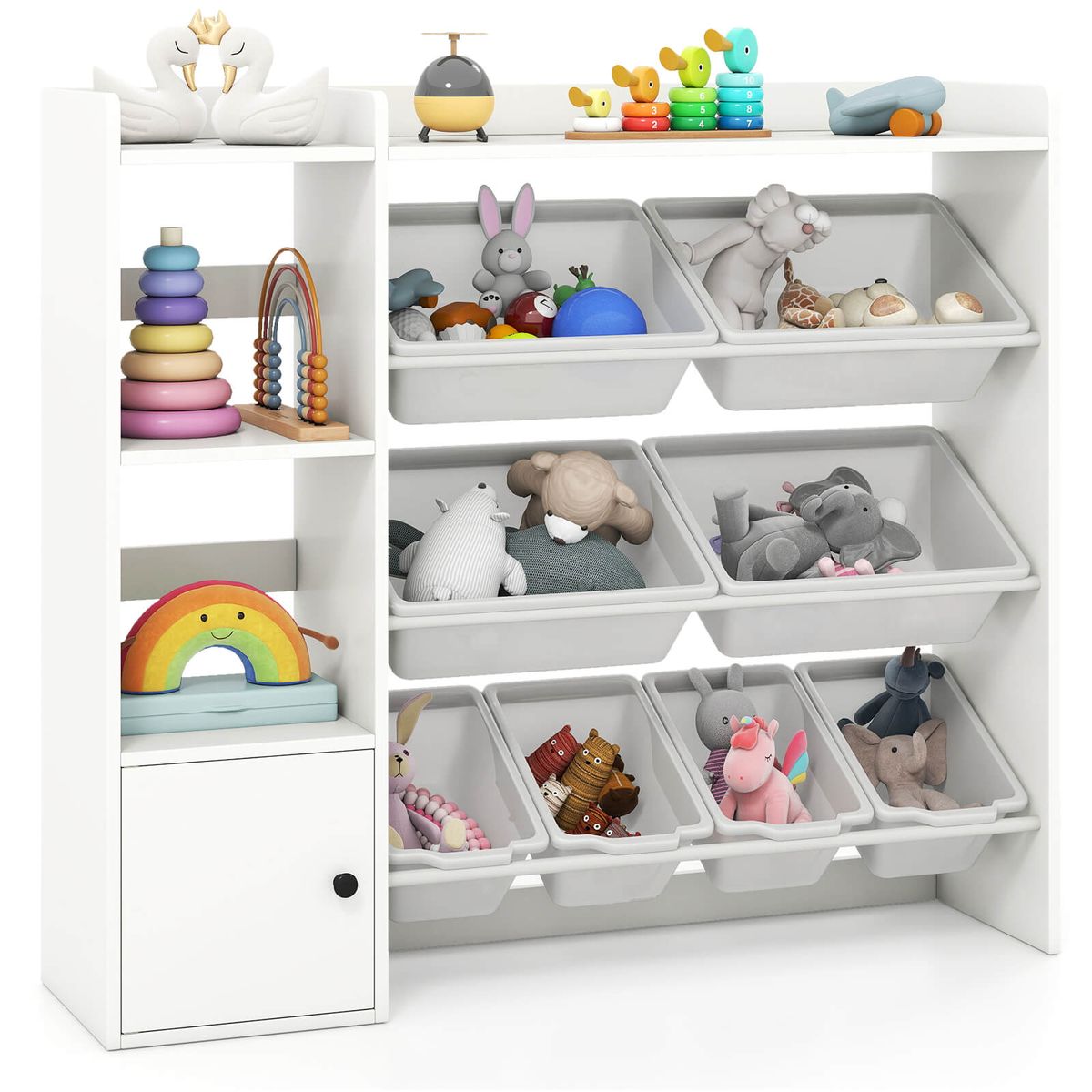 Kids' Wooden Toy Storage and Bookshelf - White