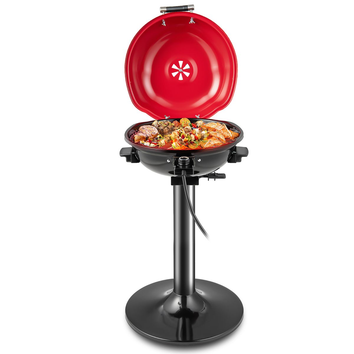 Costway - Outdoor Portable 1600W Electric BBQ Grill with Temperature Control & Grease Collector - Red