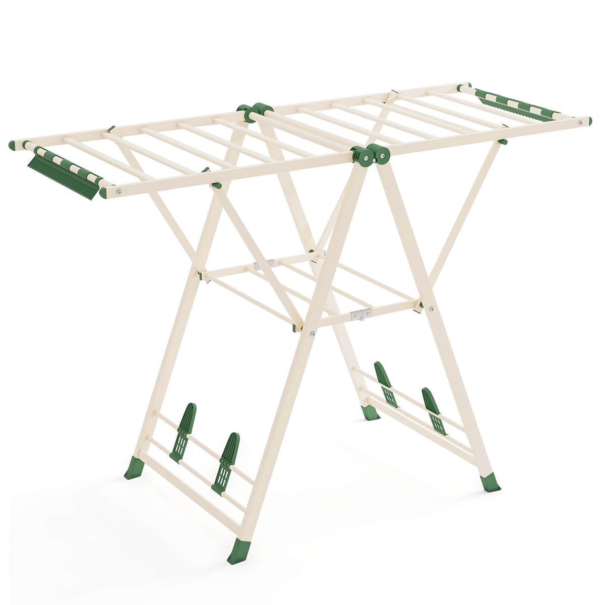 Foldable Metal Laundry Drying Rack -  64”-Beige-image-SKU19026205