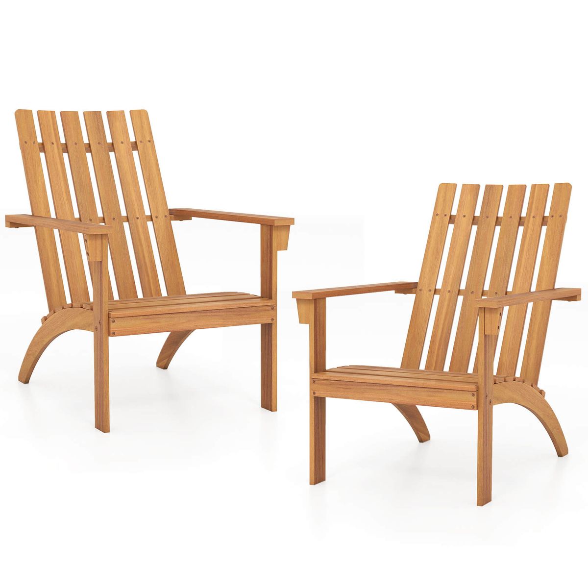 Patio Adirondack Chair with 100° Reclined Backrest - 2-Piece