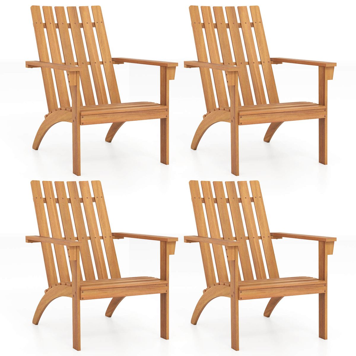 Patio Adirondack Chair with 100&deg; Reclined Backrest - 4-Piece