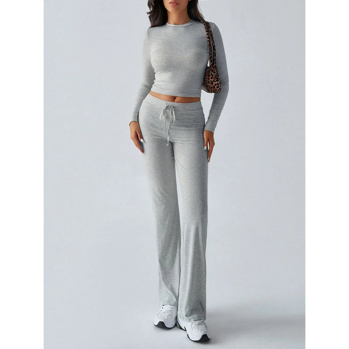 Women's Slim Fit Lounge Set (2 Pieces) - Grey,XL