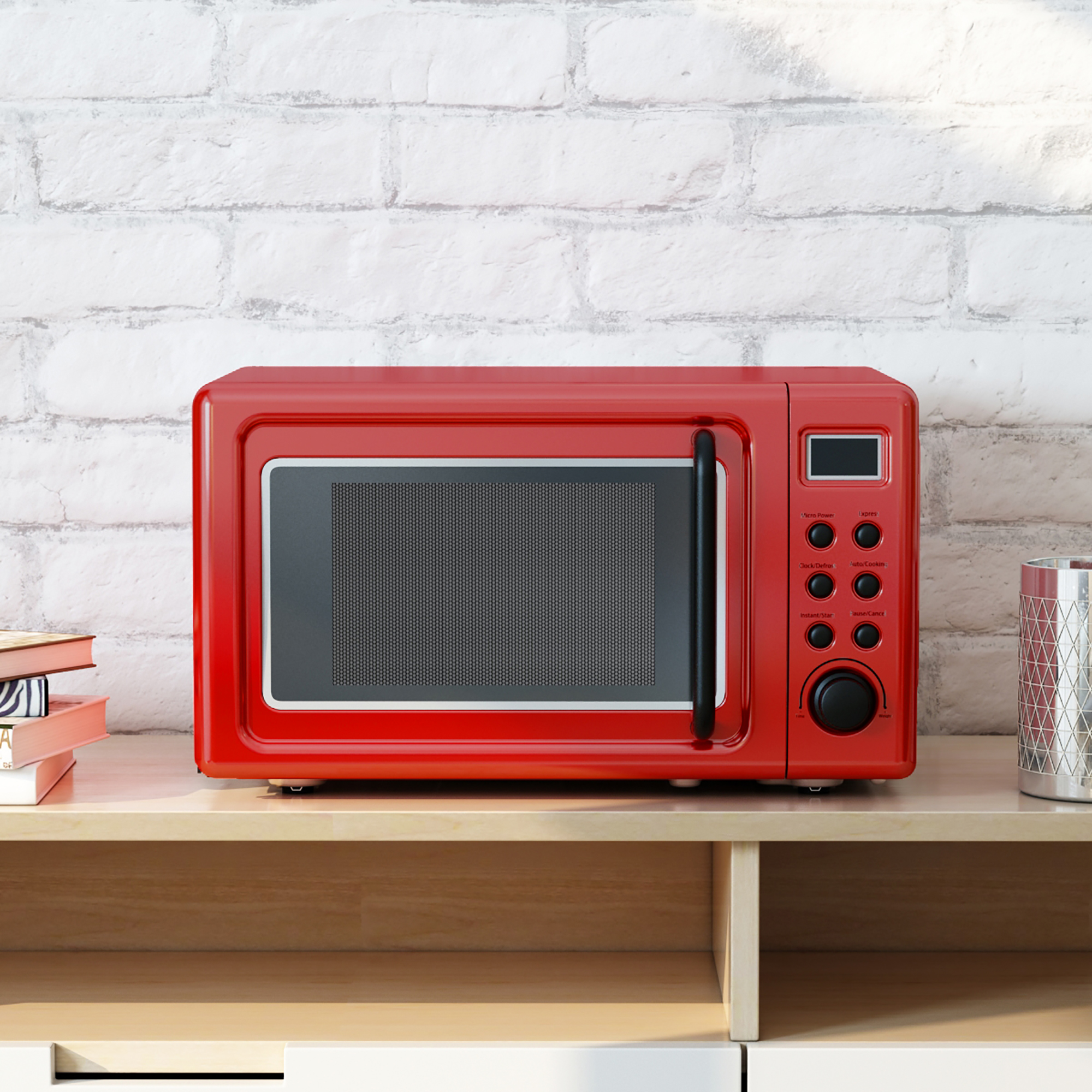 Retro Countertop Microwave Oven - Microwave Oven-Red